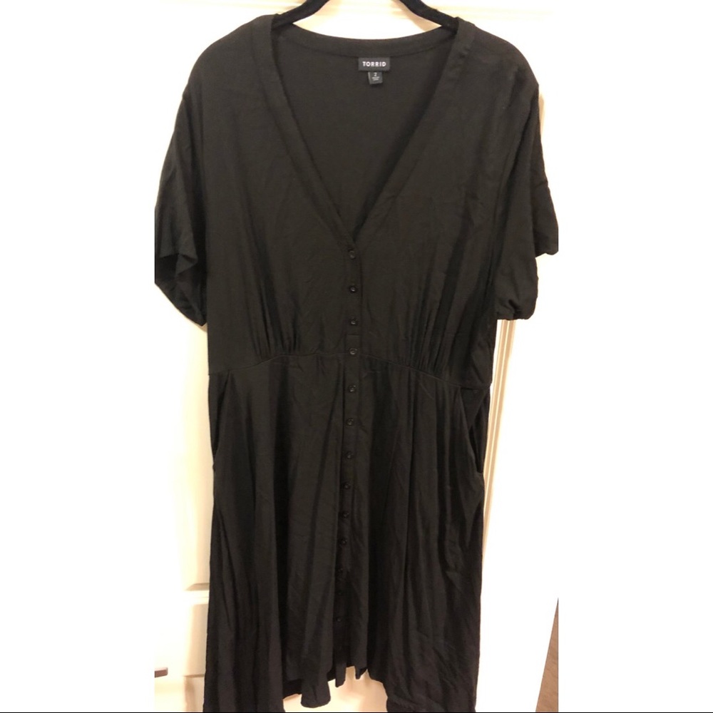 Torrid Black Short Sleeve Button Dress